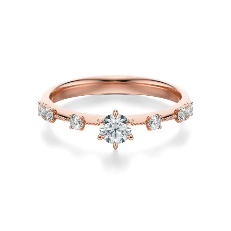 Pierścionek zaręczynowy różowe złoto